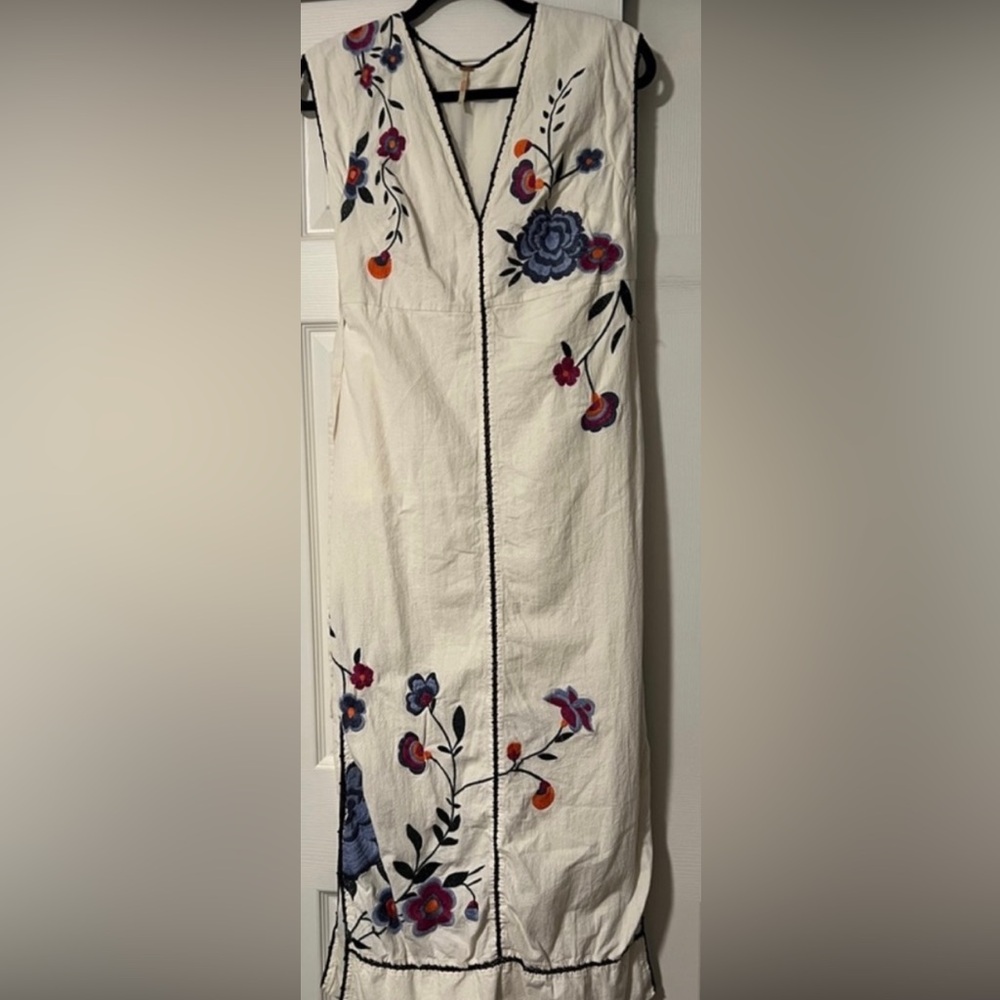 Free People Floral Embroidered Tie Waist Bo Dress - Picture 2 of 4